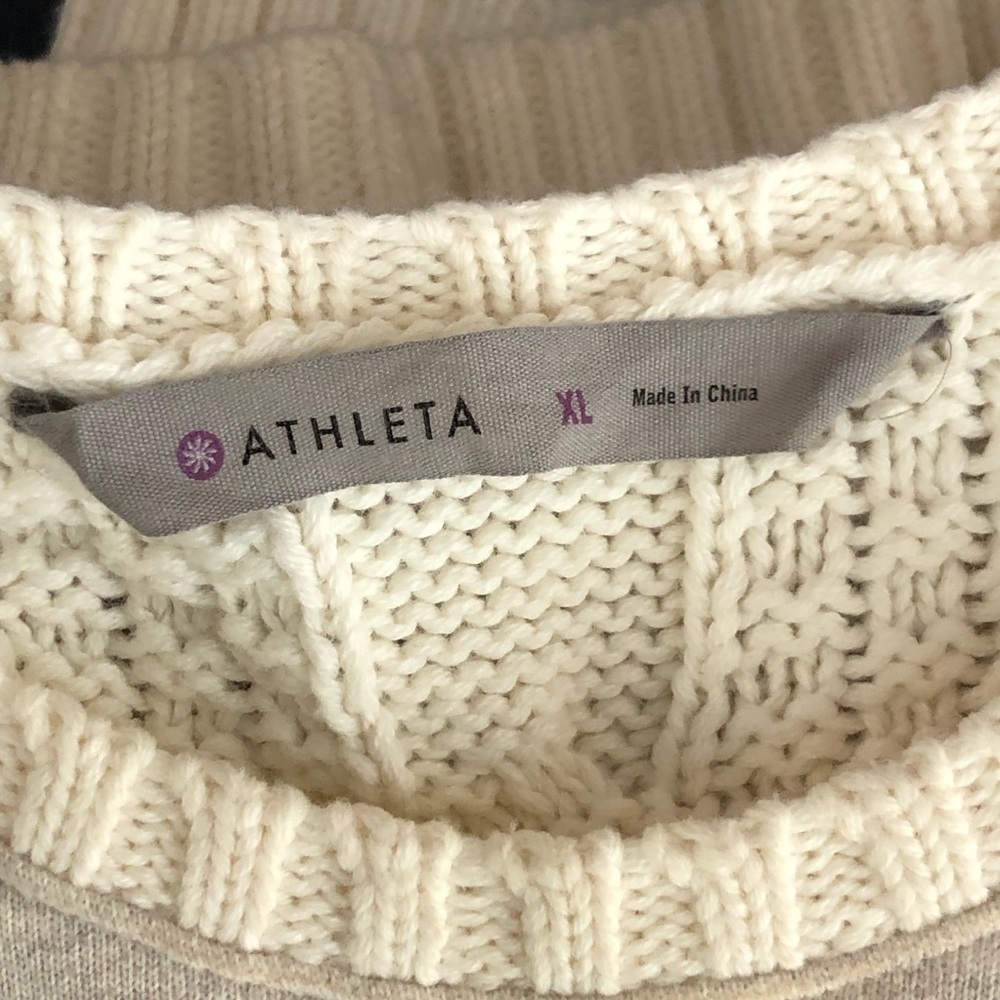 Athleta cream, mixed media cableknit, sweater sweatshirt￼ - Picture 5 of 12